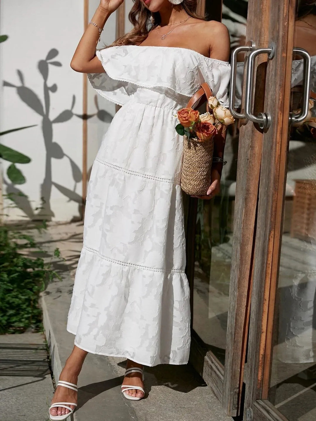 Fiona | Women's Off-Shoulder Layered Maxi Wedding Guest Dress