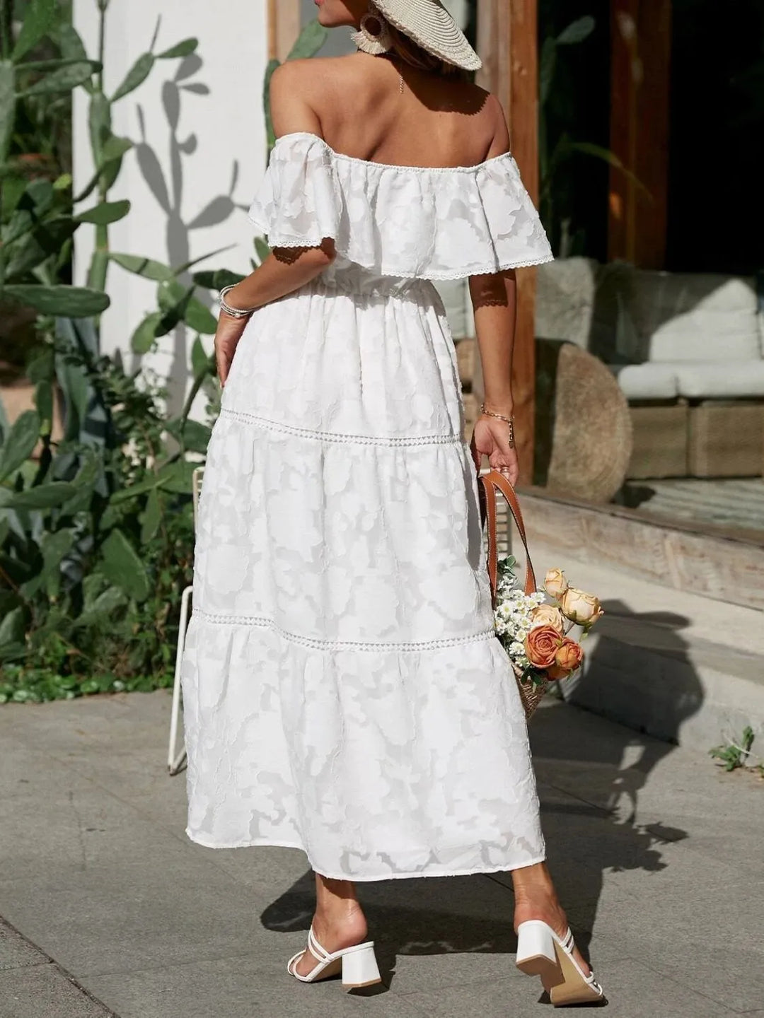 Fiona | Women's Off-Shoulder Layered Maxi Wedding Guest Dress
