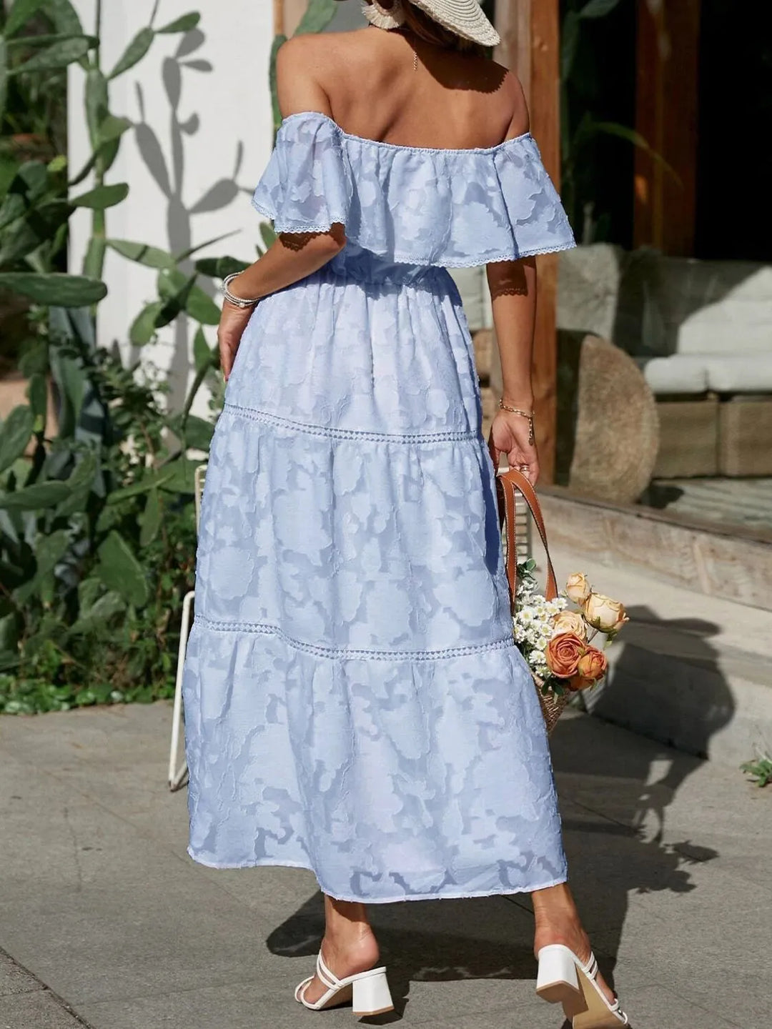 Fiona | Women's Off-Shoulder Layered Maxi Wedding Guest Dress