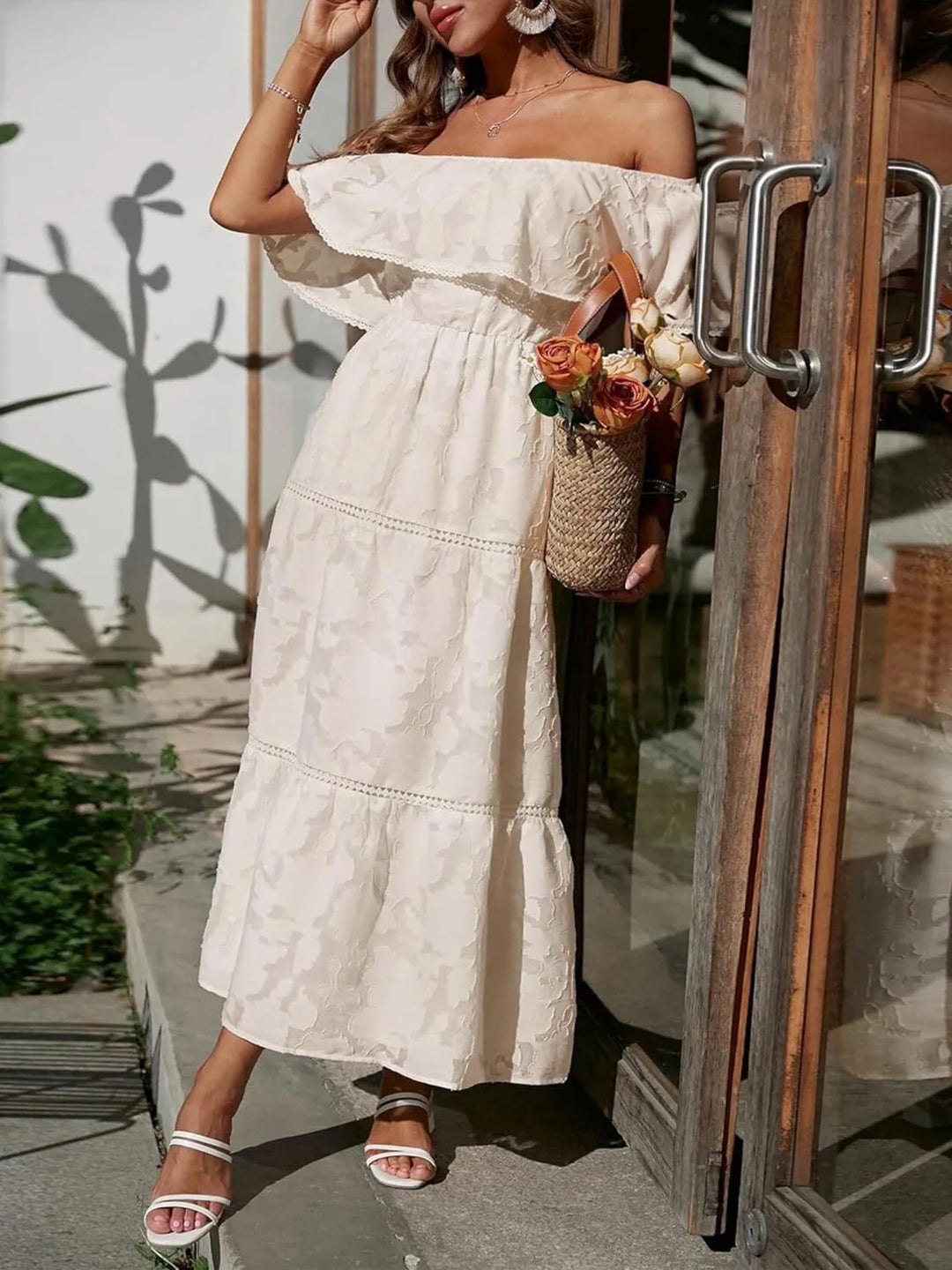 Fiona | Women's Off-Shoulder Layered Maxi Wedding Guest Dress