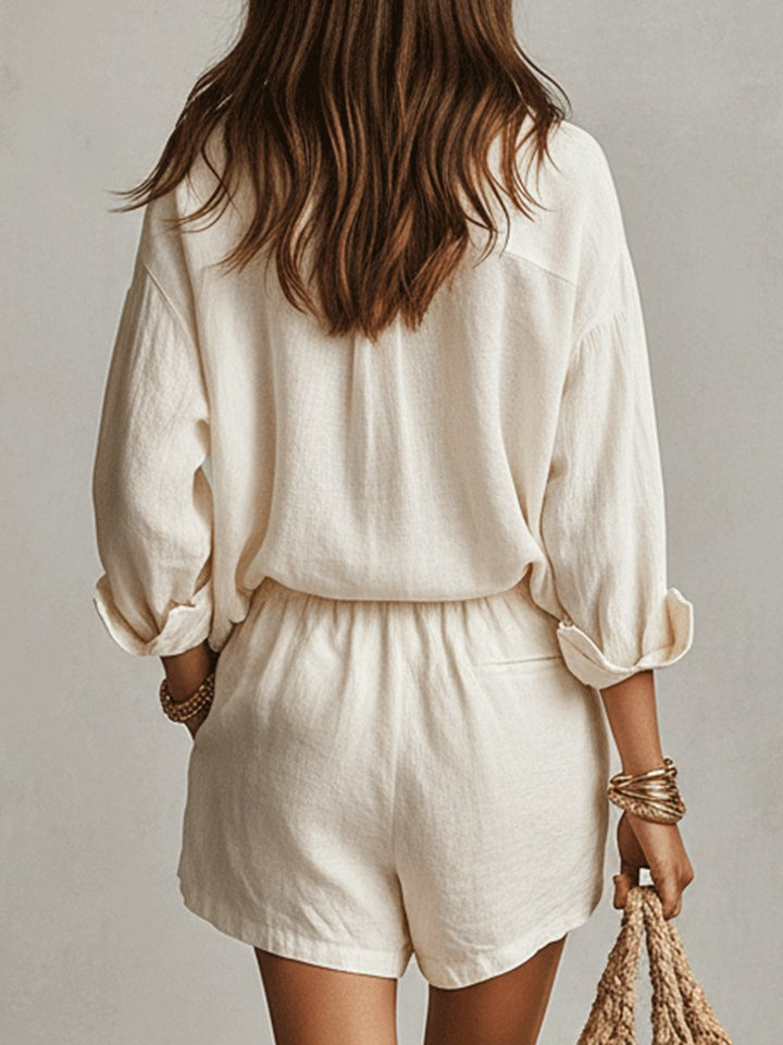 Florence | Women's Oversized Linen Button-Up Shirt and Shorts Set