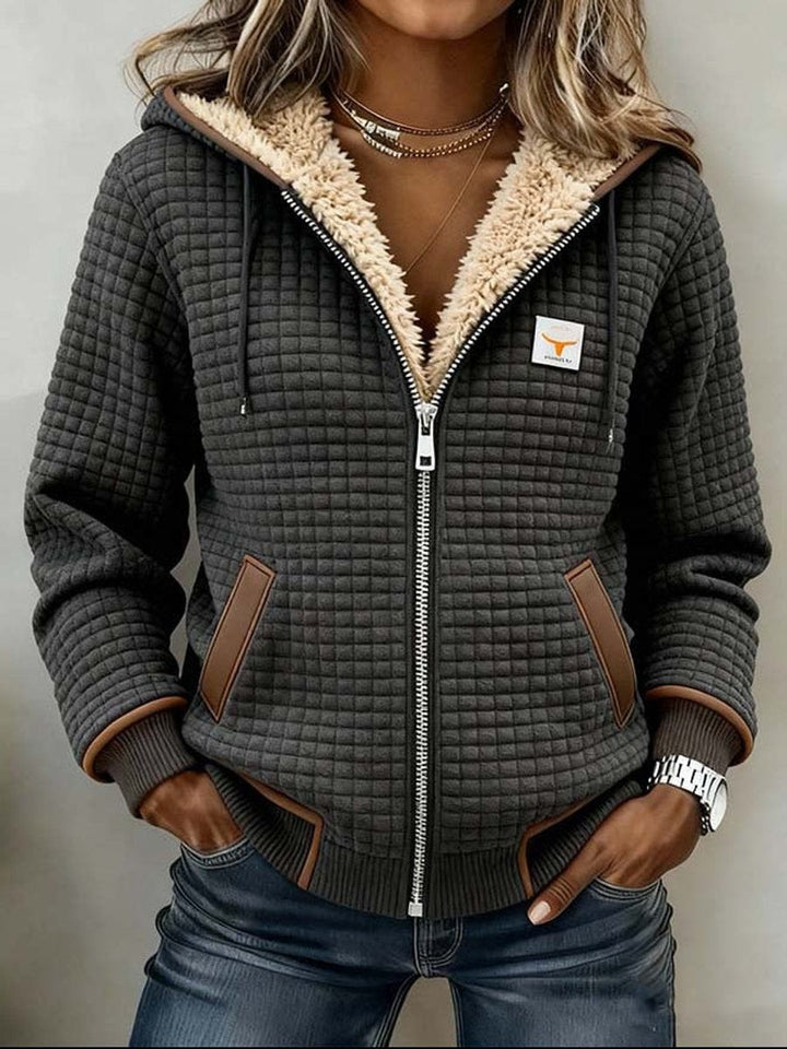 Women's Quilted Winter Jacket with Fleece Lining and Hood