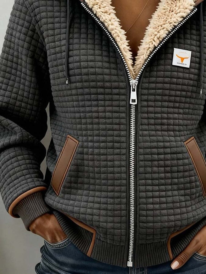 Women's Quilted Winter Jacket with Fleece Lining and Hood