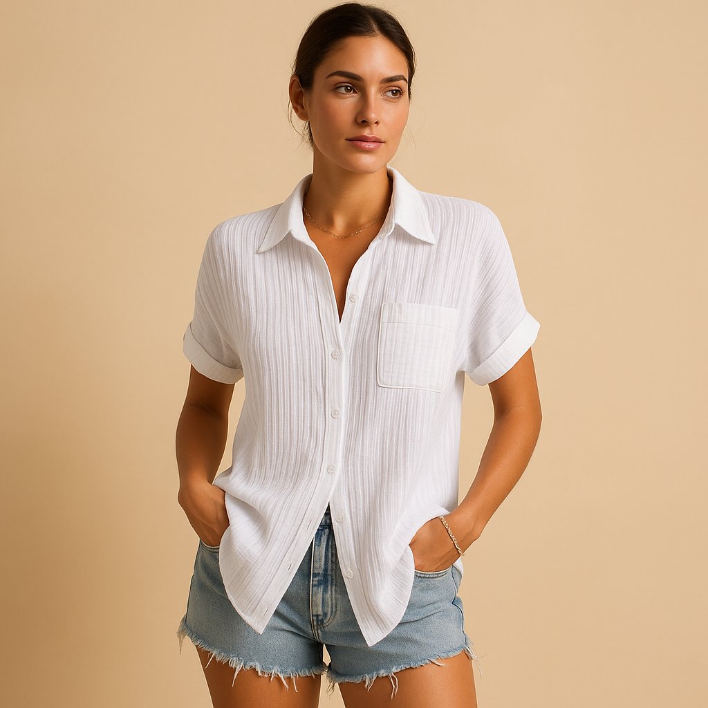 Lily | Women's Relaxed Cotton Gauze Short Sleeve Shirt