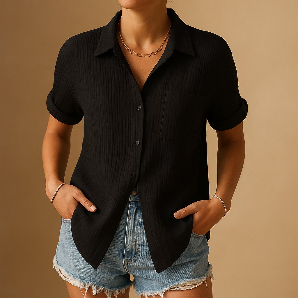 Lily | Women's Relaxed Cotton Gauze Short Sleeve Shirt