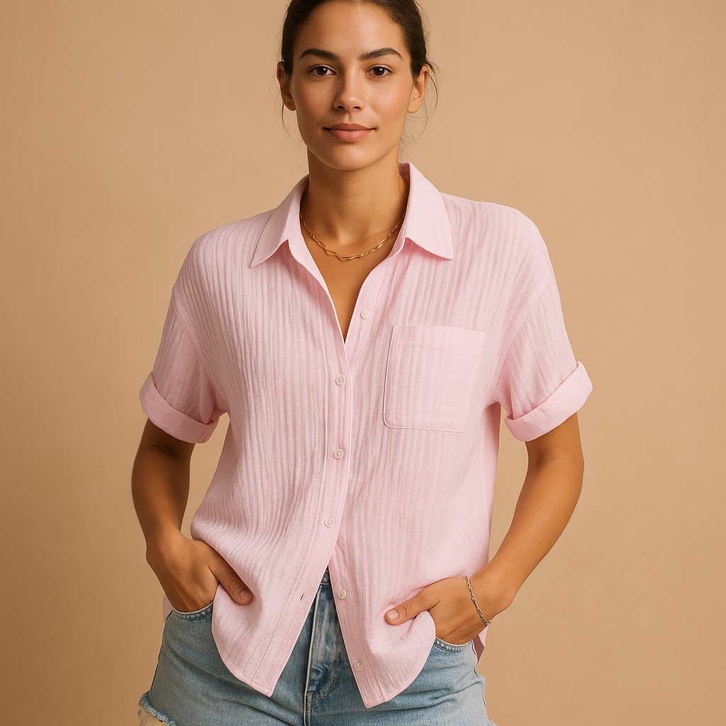 Lily | Women's Relaxed Cotton Gauze Short Sleeve Shirt