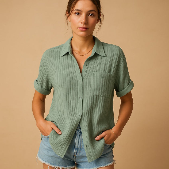 Lily | Women's Relaxed Cotton Gauze Short Sleeve Shirt