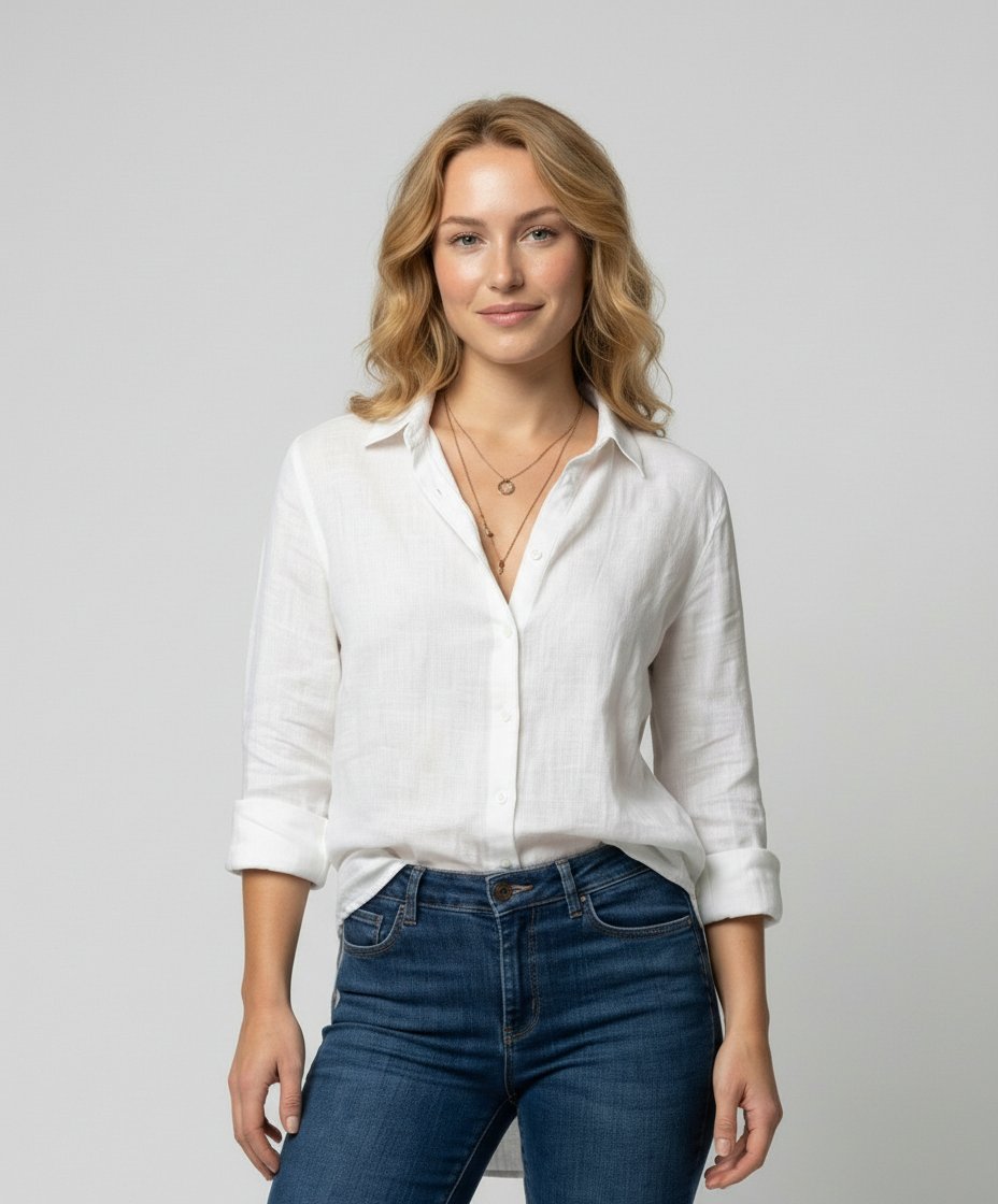 Olivia | Women's Relaxed-Fit Linen Three-Quarter Sleeve Shirt