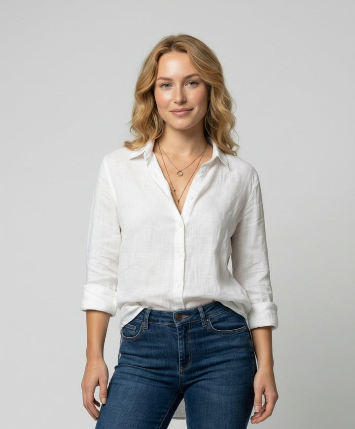 Olivia | Women's Relaxed-Fit Linen Three-Quarter Sleeve Shirt