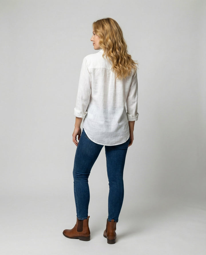 Olivia | Women's Relaxed-Fit Linen Three-Quarter Sleeve Shirt