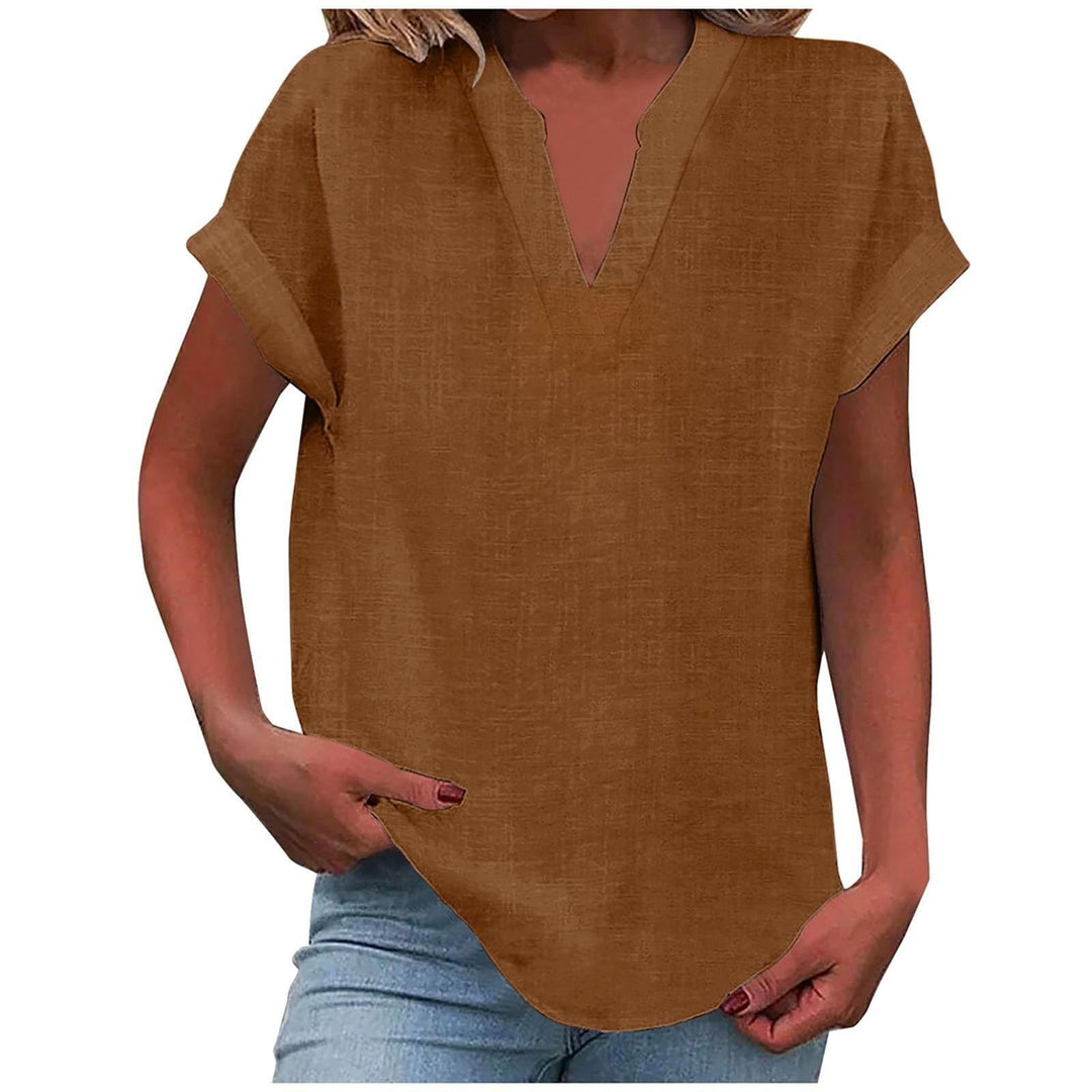 Olivia | Women's Relaxed-Fit V-Neck Short-Sleeve Blouse