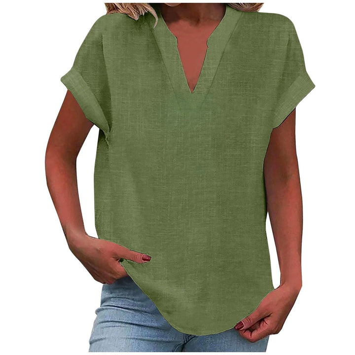 Olivia | Women's Relaxed-Fit V-Neck Short-Sleeve Blouse