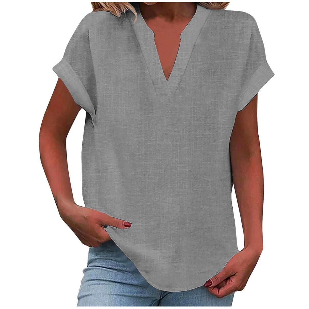 Olivia | Women's Relaxed-Fit V-Neck Short-Sleeve Blouse