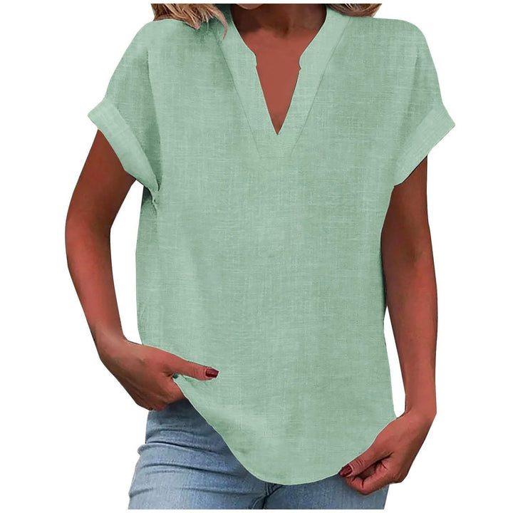 Olivia | Women's Relaxed-Fit V-Neck Short-Sleeve Blouse