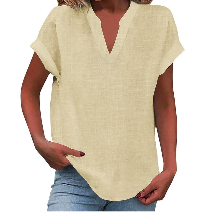 Olivia | Women's Relaxed-Fit V-Neck Short-Sleeve Blouse