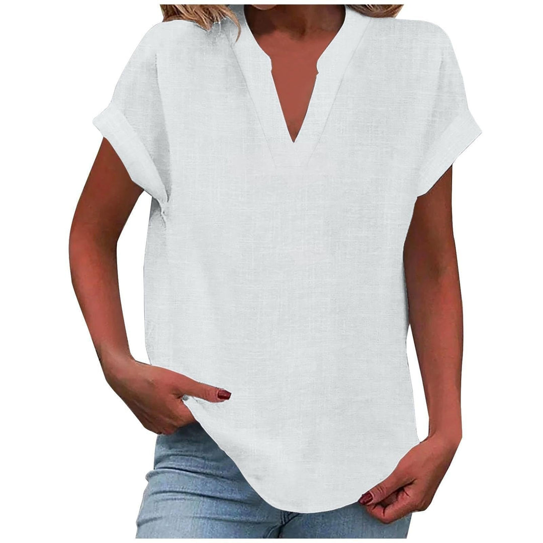 Olivia | Women's Relaxed-Fit V-Neck Short-Sleeve Blouse