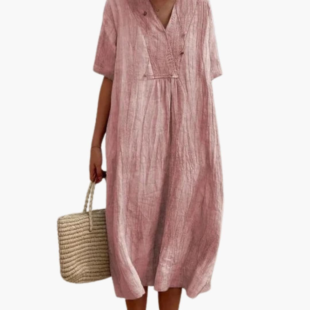 Willow | Women's Relaxed V-Neck Linen Midi Dress
