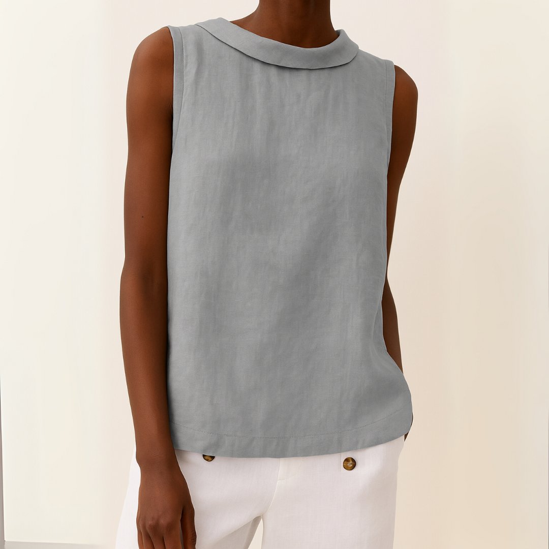Ivy | Women's Roll Neck Sleeveless Linen Blouse