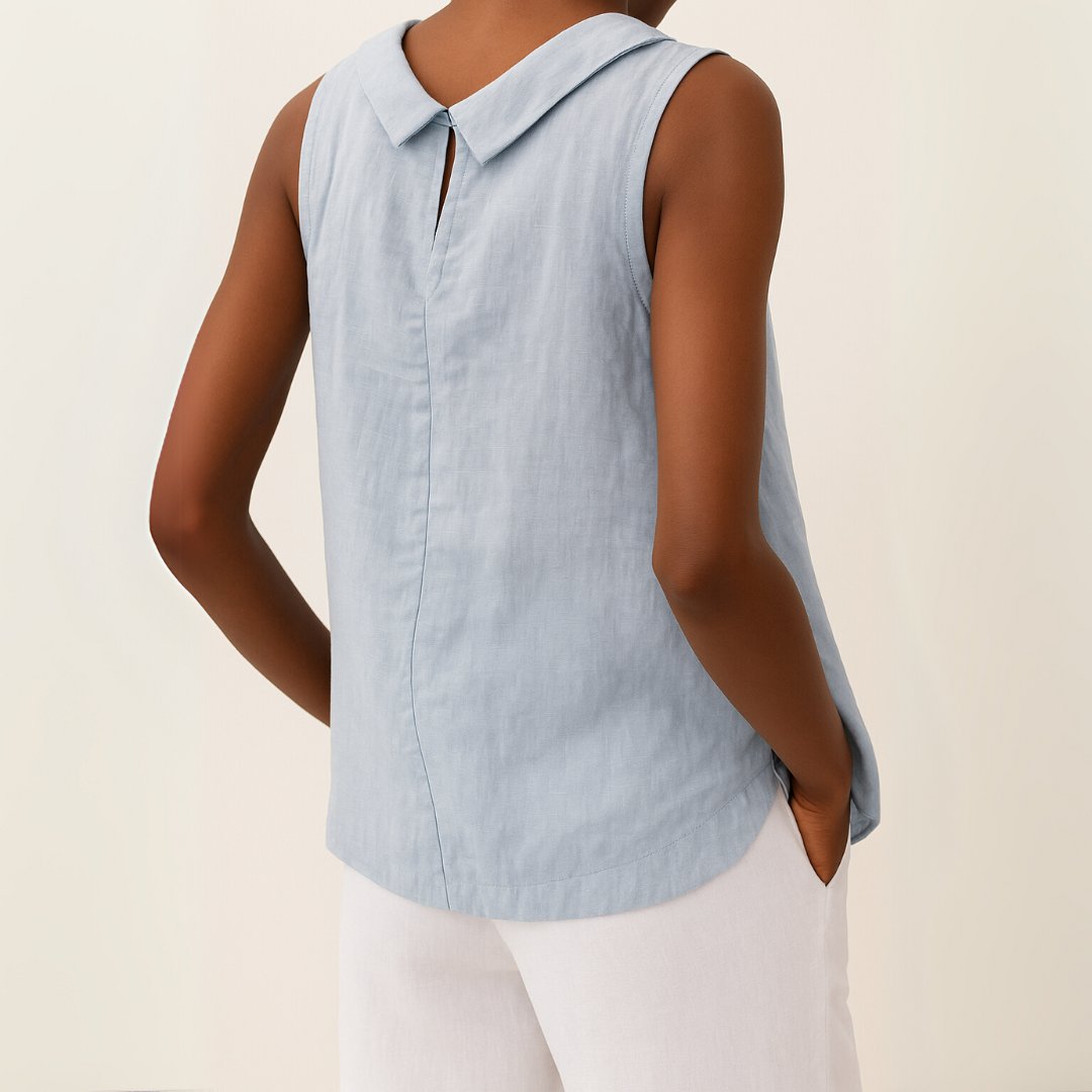 Ivy | Women's Roll Neck Sleeveless Linen Blouse