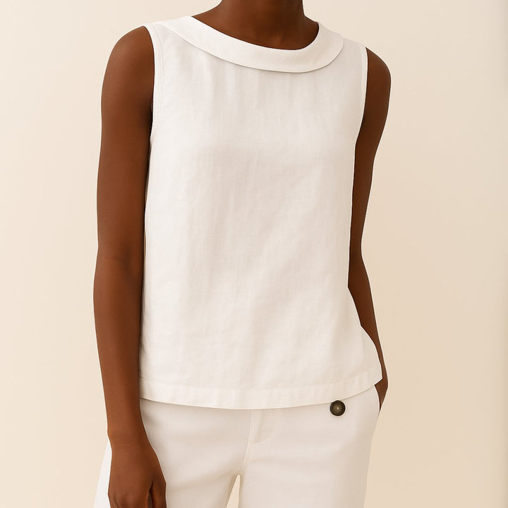 Ivy | Women's Roll Neck Sleeveless Linen Blouse