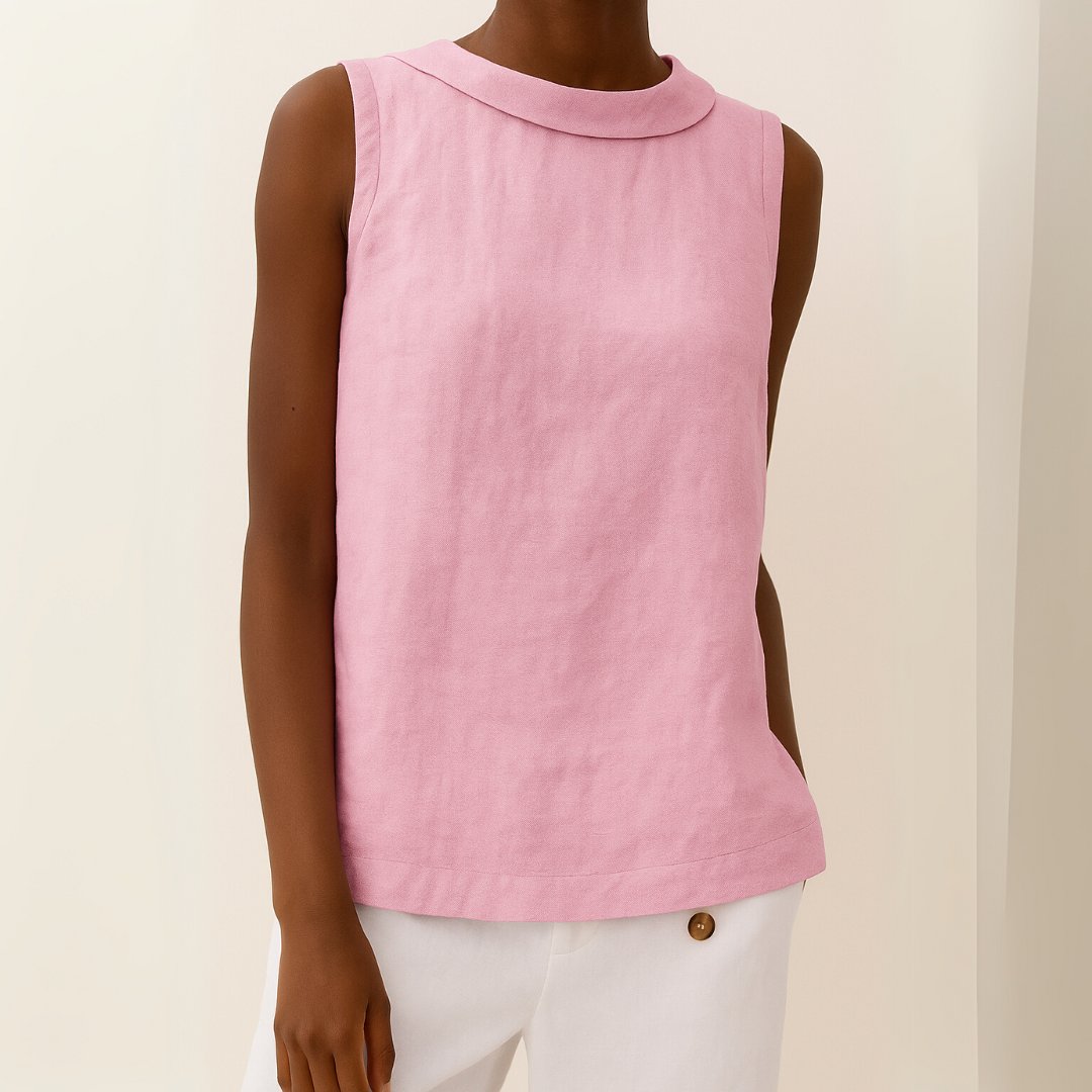 Ivy | Women's Roll Neck Sleeveless Linen Blouse
