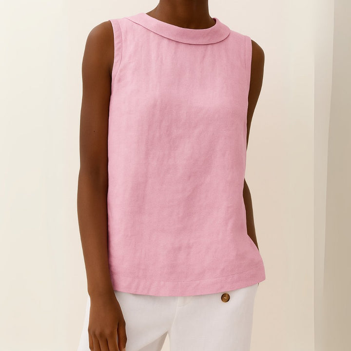 Ivy | Women's Roll Neck Sleeveless Linen Blouse