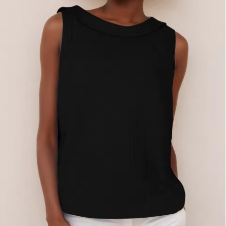 Ivy | Women's Roll Neck Sleeveless Linen Blouse