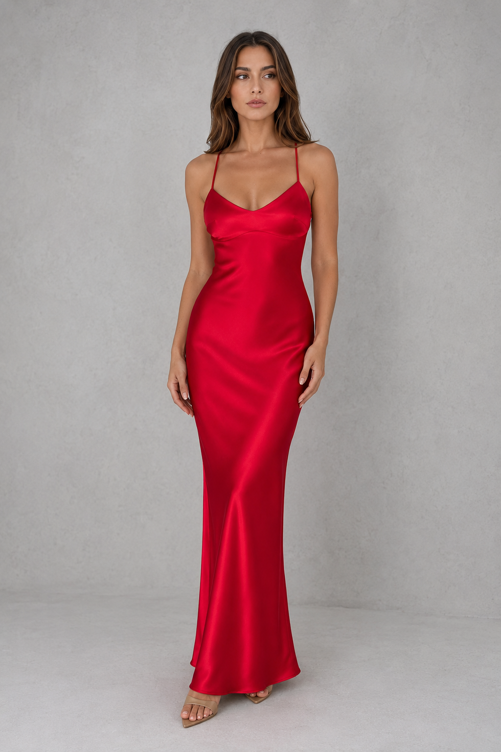 Women’s Satin Maxi Dress with Open Back Detail for Evening & Formal Wear