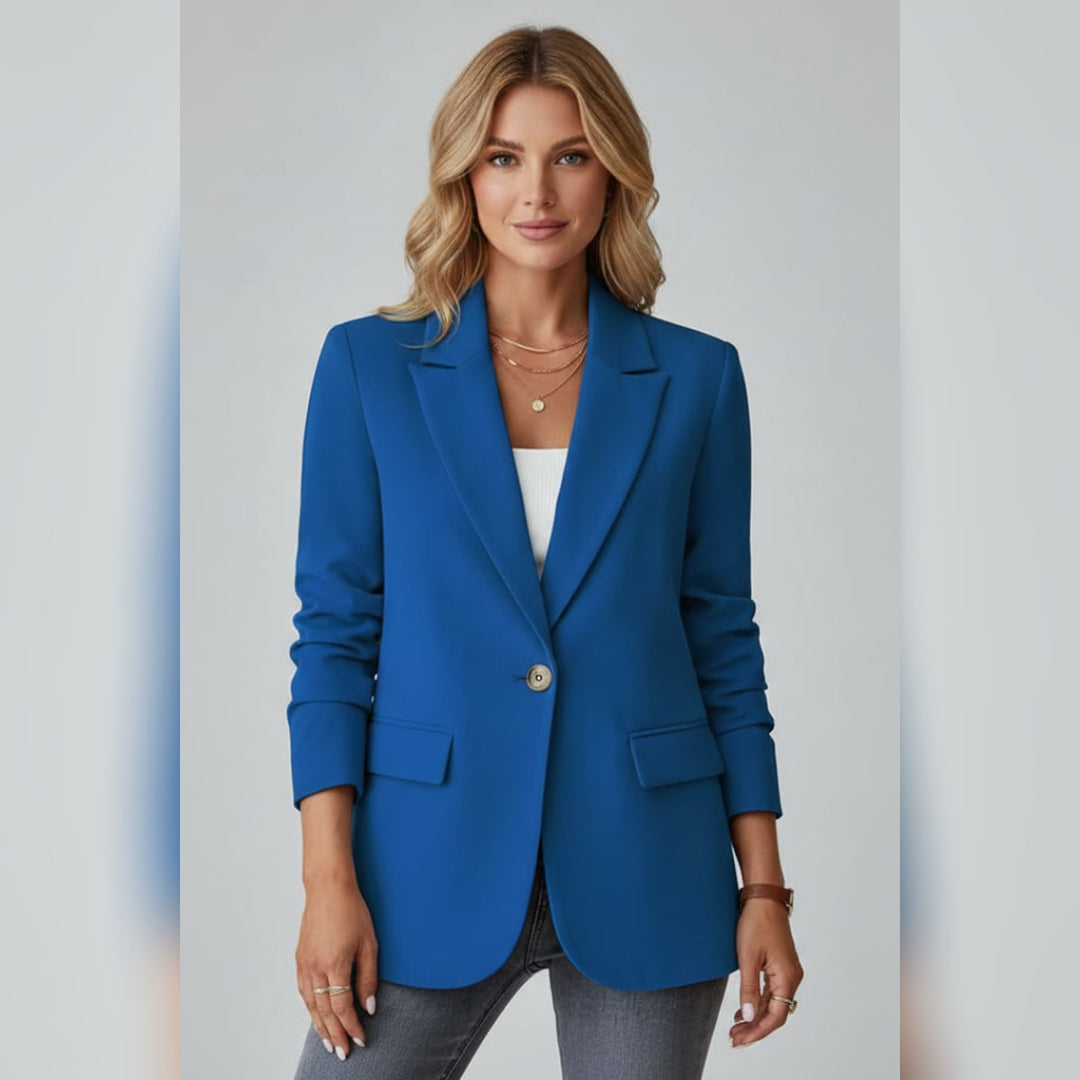 Ladies Blazer with Notch Lapels and Single Button, view 10 - Elena Harper