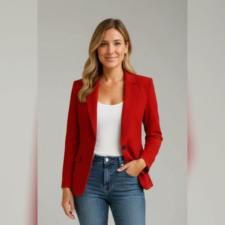 Ladies Blazer with Notch Lapels and Single Button - Elena Harper