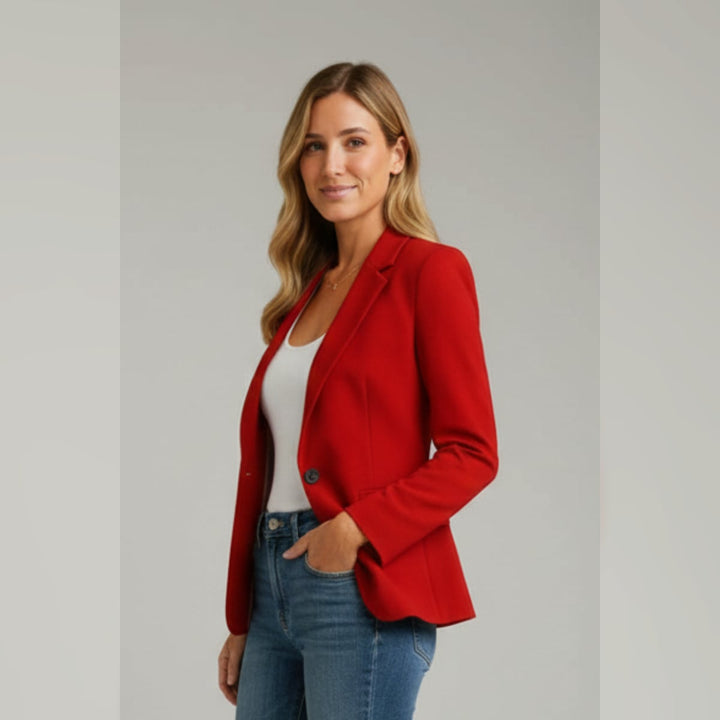 Ladies Blazer with Notch Lapels and Single Button, view 2 - Elena Harper
