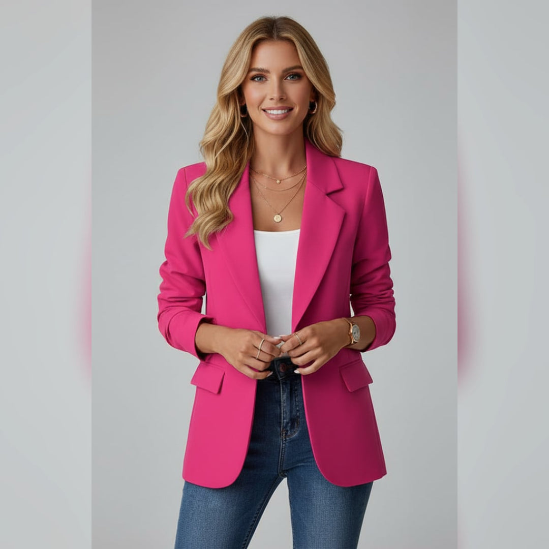 Ladies Blazer with Notch Lapels and Single Button, view 7 - Elena Harper