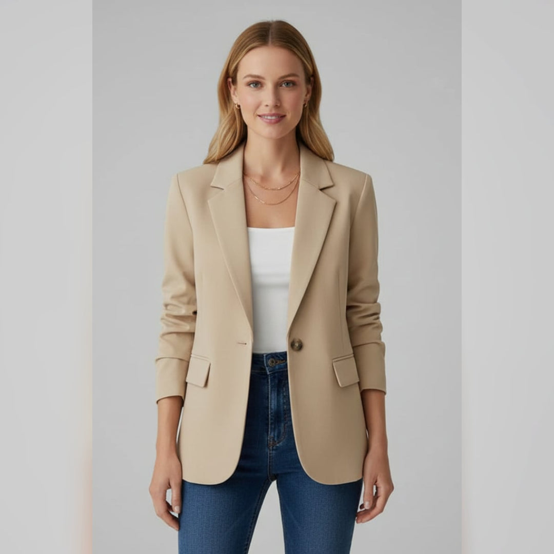 Ladies Blazer with Notch Lapels and Single Button, view 8 - Elena Harper
