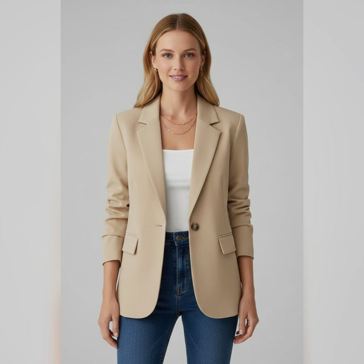 Ladies Blazer with Notch Lapels and Single Button, view 8 - Elena Harper