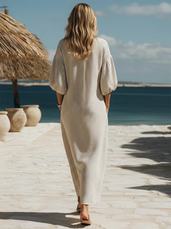 Amelia | Women's Striped Button-Down Midi Dress