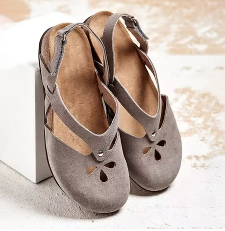 Women's Stylish Slingback Sandals with Floral Cut-Outs, view 3 - Elena Harper