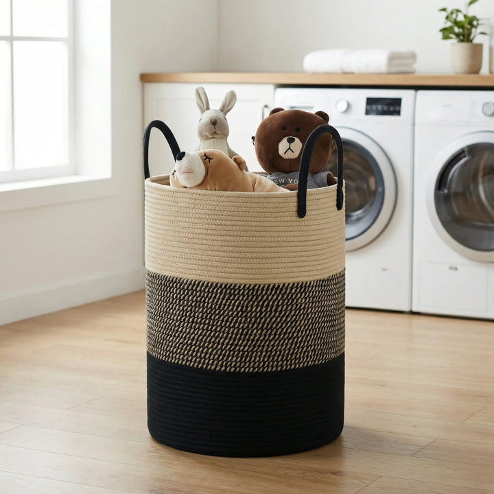 Woven Storage Basket with Carrying Handles, view 7 - Elena Harper