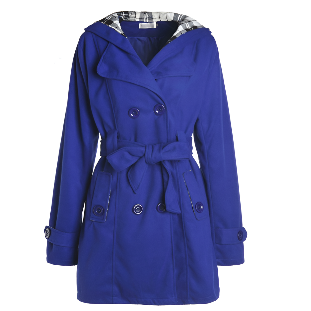 Luxurious Wool Hooded Coat for Women – Belted Winter Coat