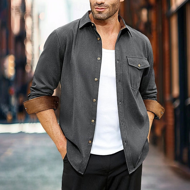 Tristan Rugged Button-Front Overshirt, view 4 - Elena Harper
