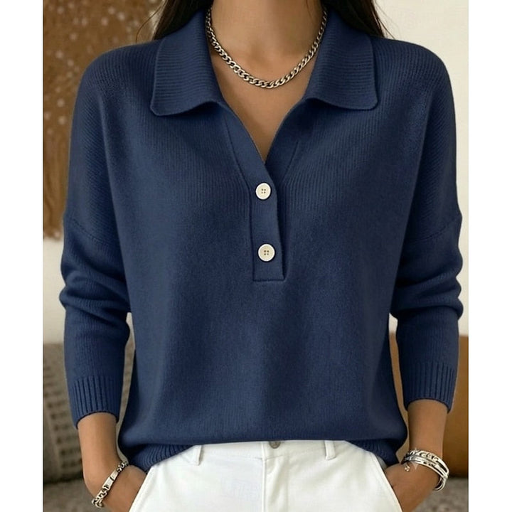 Women's Buttoned Sweater with Refined Collar - Chic and Comfortable