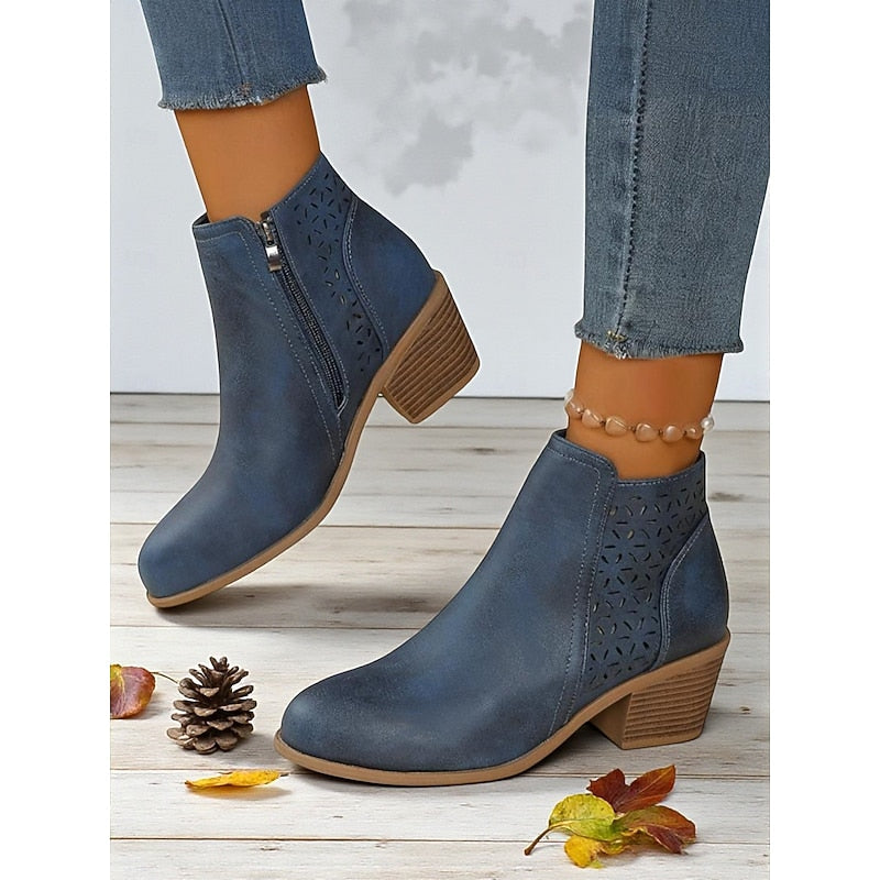 Sylvie - Elegant Suede Cut-Out Ankle Boots