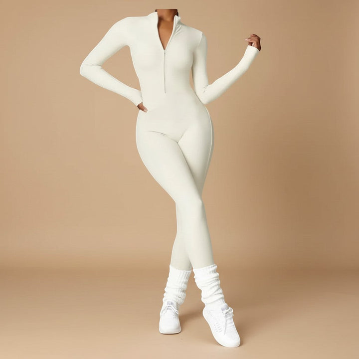 Women's Sculpting Zip Front Long Sleeve Jumpsuit