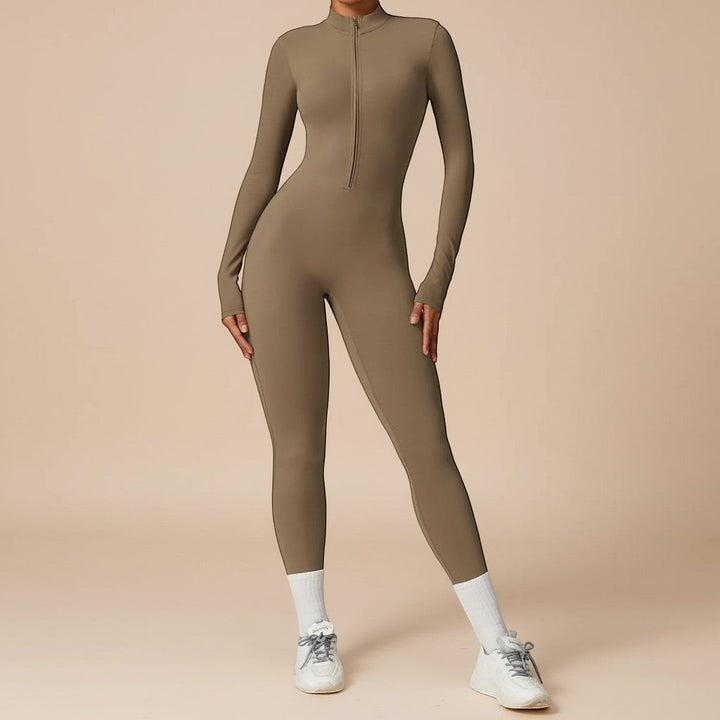 Women's Sculpting Zip Front Long Sleeve Jumpsuit