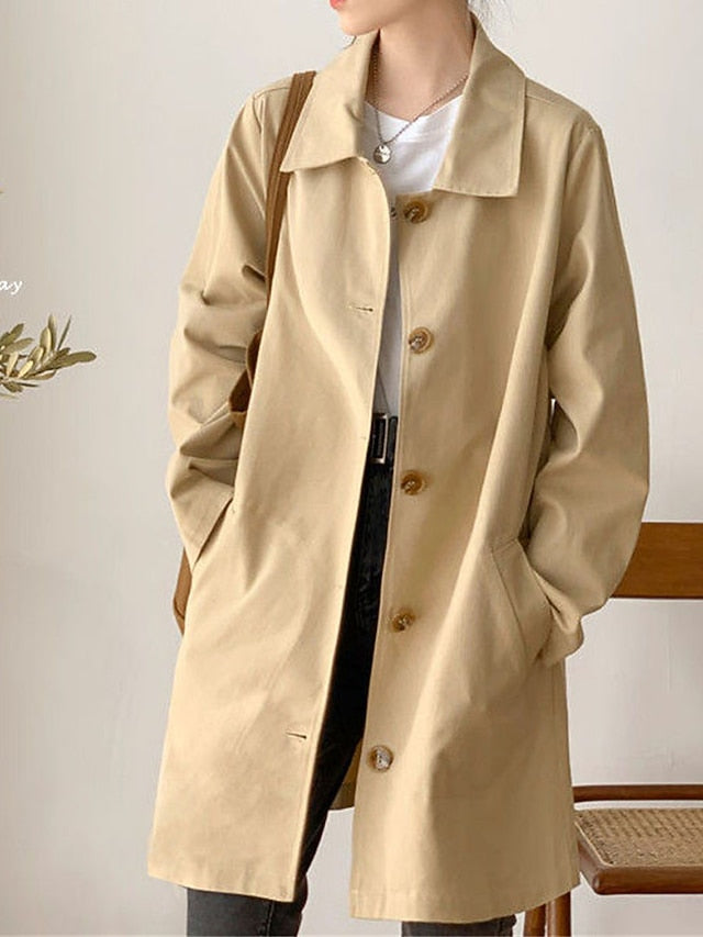 Women's Buttoned Rain Jacket - Breathable and Casual