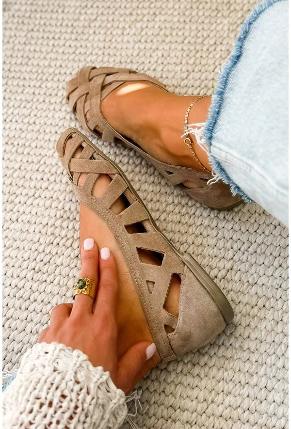 Women's Flat Orthopedic Sandals with Interwoven Straps - Anke