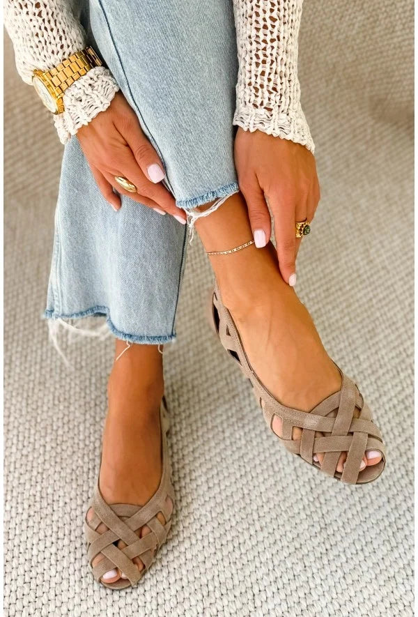 Women's Flat Orthopedic Sandals with Interwoven Straps - Anke