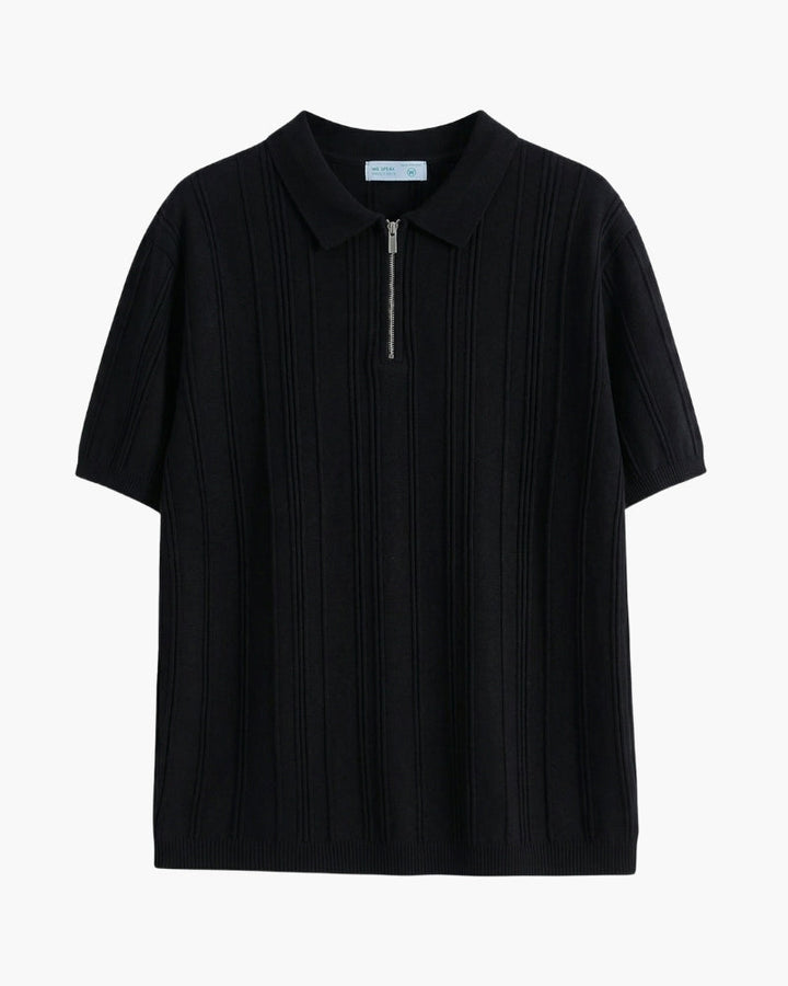 Zip-Up Polo Men Casual Daily Comfort Knitted Knit