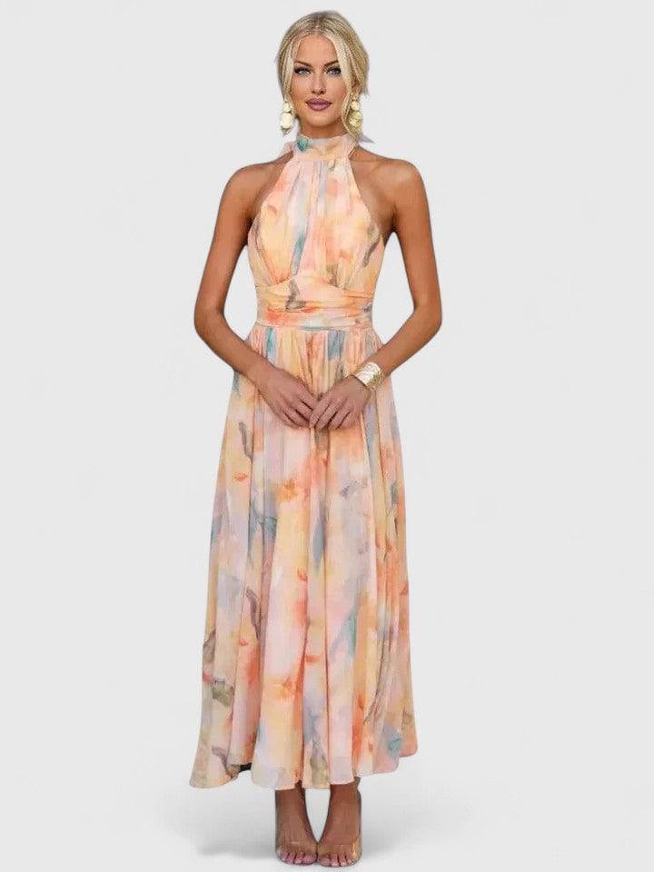 Elegant Caryzanna™ midi dress by Emma & Rose Cape Town, showcased in a stylish summer dress with flowing fabric and a sophisticated design.